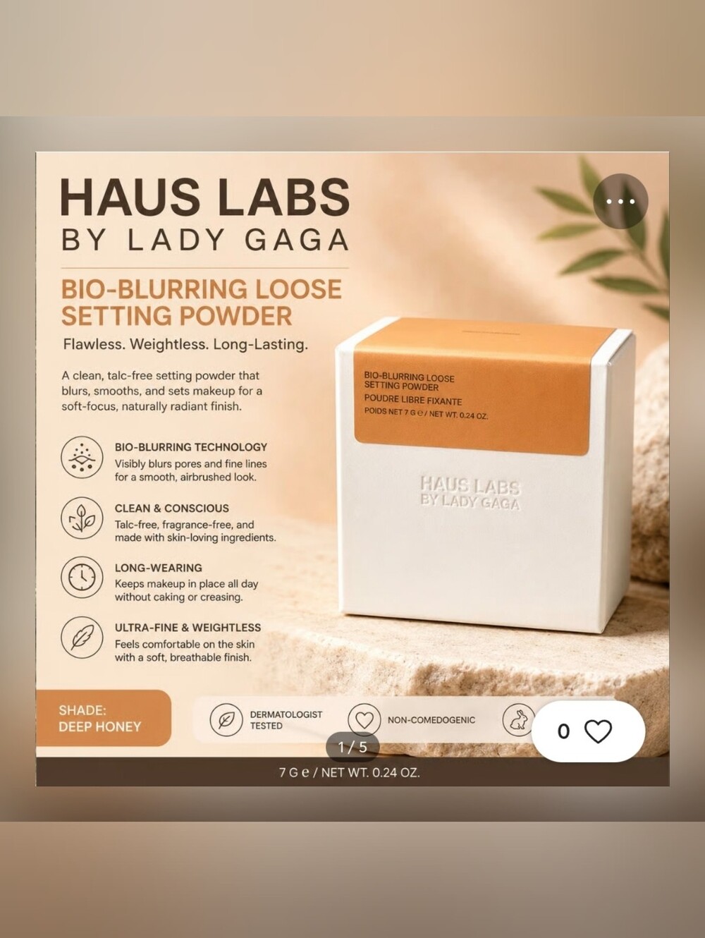 HAUS LABS by Lady Gaga Bio-Blurring Loose Setting Powder – Deep Honey | Talc-Fre - Picture 1 of 5